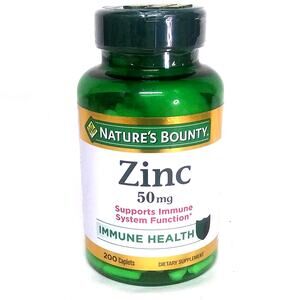 Nature's Bounty Zinc 50 mg – Supports Immune System – 200 Caplets – Exp 10/2025